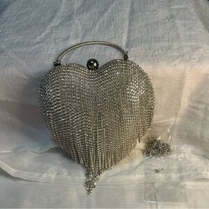 Silver Heart-Shaped Evening Bag